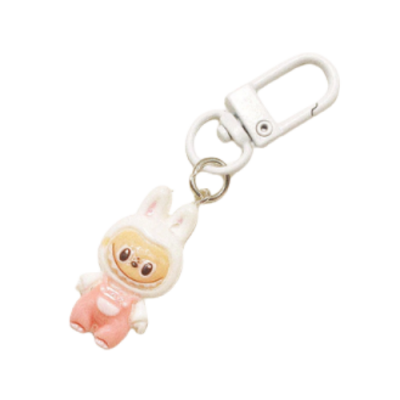 Adorable Labubu Keychain White Color Hanging Decoration Bag Accessories Gift
